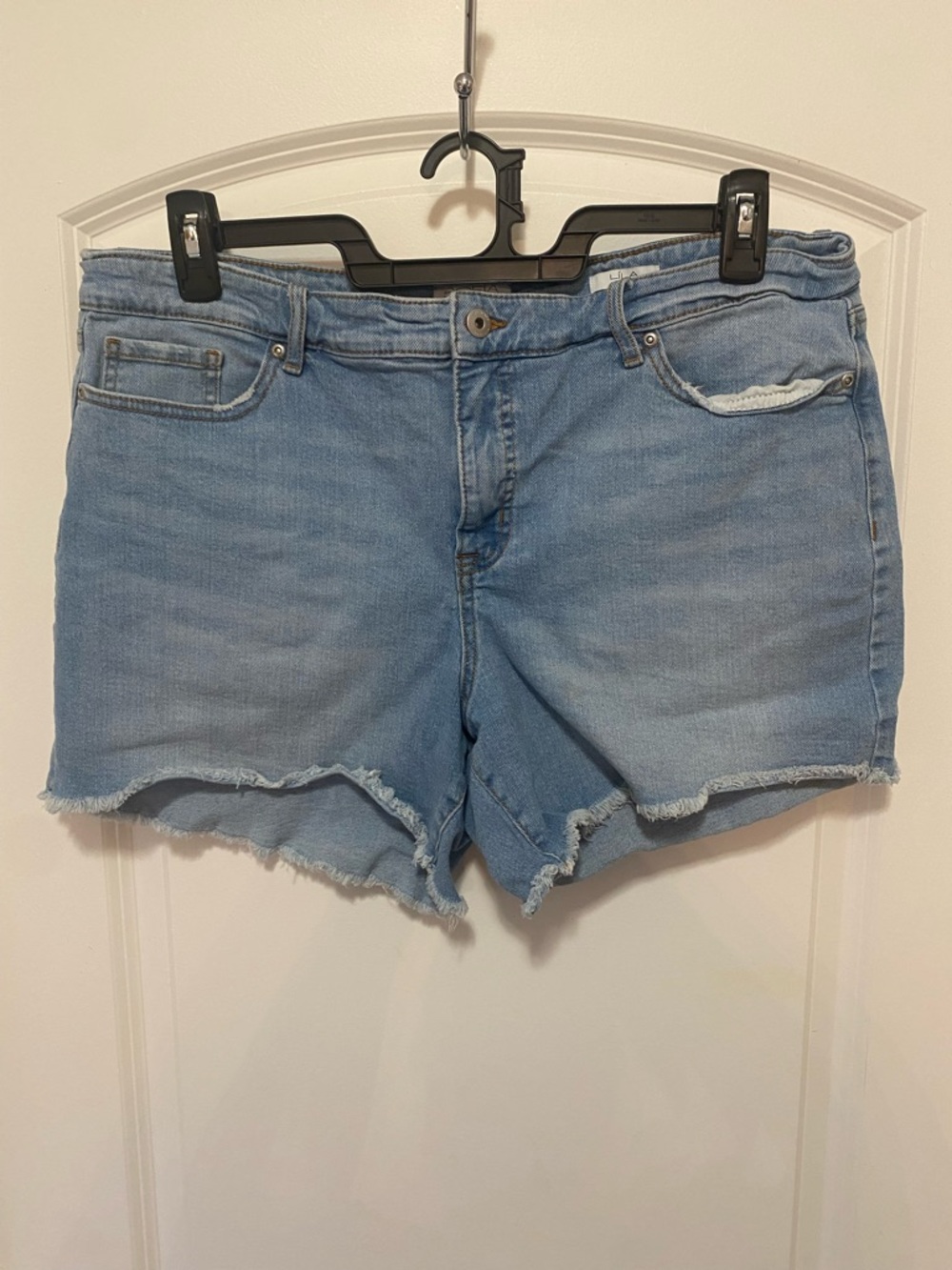sofia by sofia vergara Light Blue Distressed Denim Cutoff Shorts